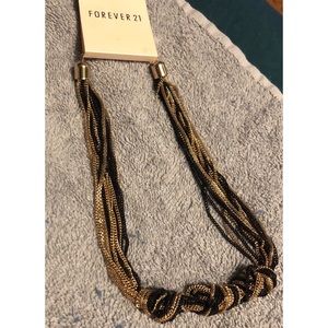 Forever 21 Black/Gold Knotted Rope Necklace